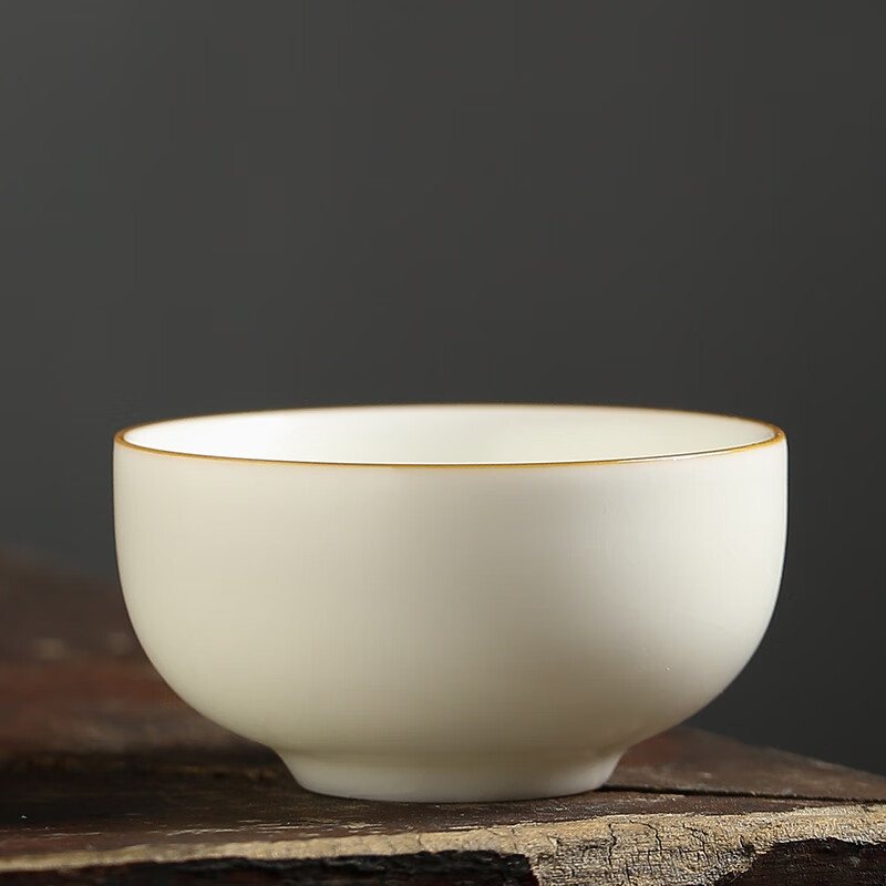 景德镇汝窑白瓷主人杯功夫茶具个人品茗杯开片可养女主人茶杯单杯 圆