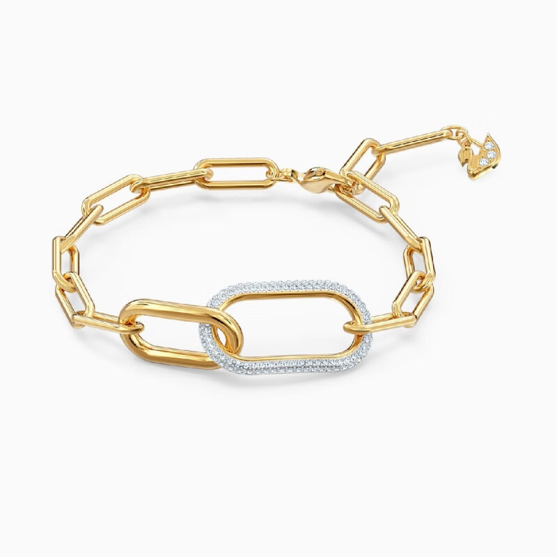 施华洛世奇(swarovski)time 曲别针造型环环相扣手链手饰 白色 16cm