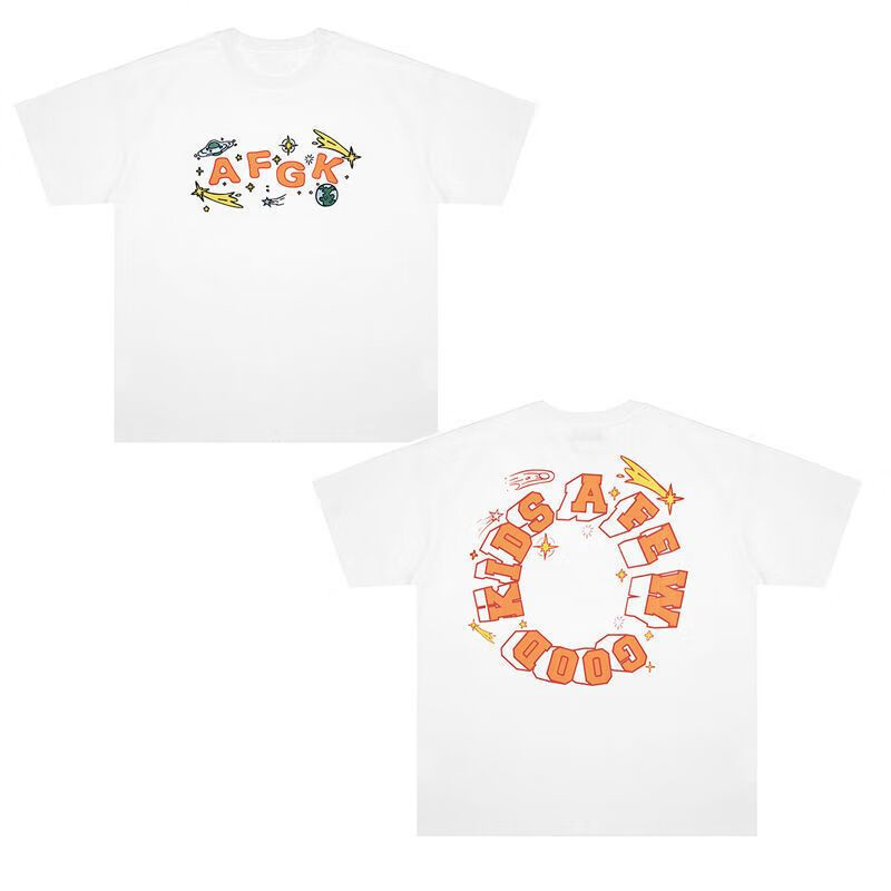 afgk马思唯同款fff夏季新款潮牌男美式星辰重工字母印花纯棉短袖t恤男