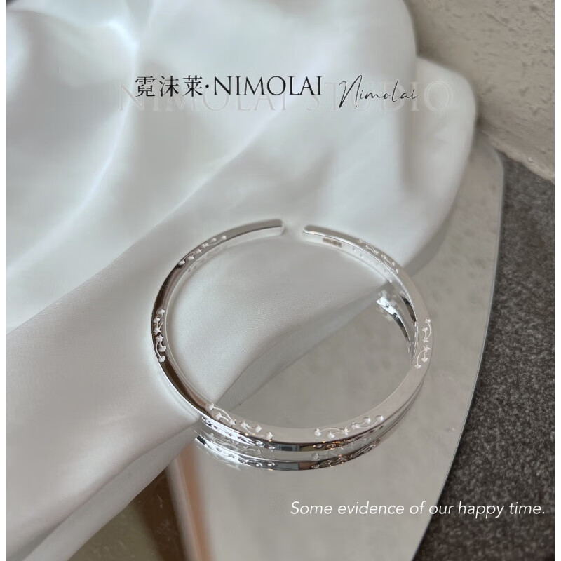 莆阳衍派【best wishes】满天星手镯足銀999莼銀手镯女满天星ins小众