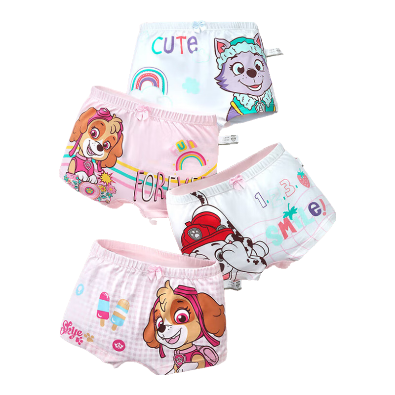 汪汪队立大功（PAW PATROL）女童内裤棉柔平角A类四角裤小童女宝宝儿童内裤PA1657 110