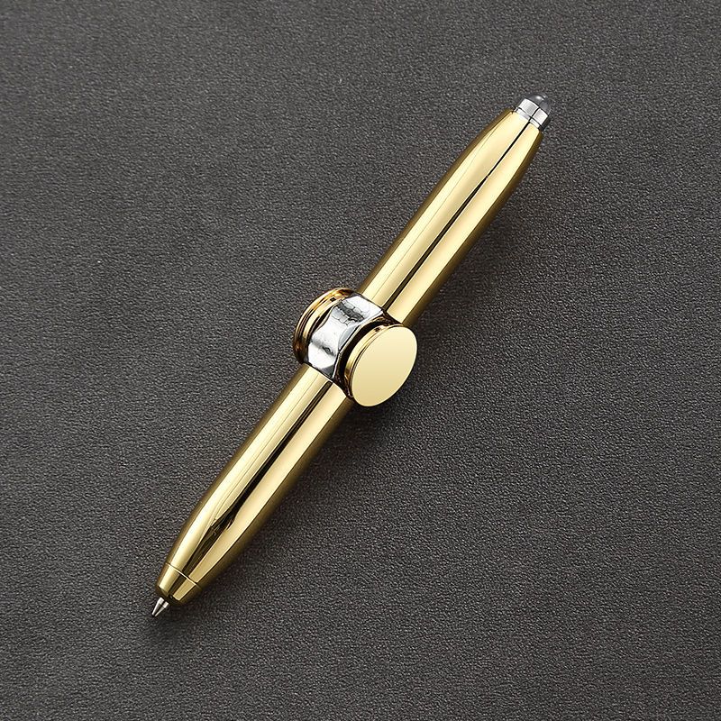 指尖陀螺转转笔抖音同款手指旋转笔金属笔发光无聊可玩笔黑科技 金色