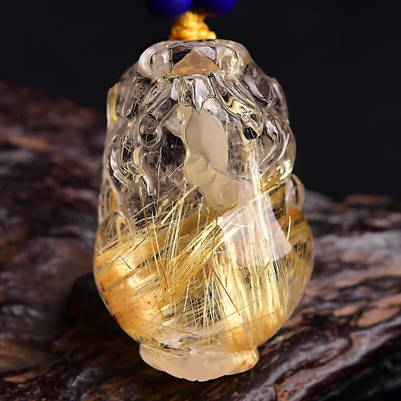 彩芷天然金发晶钛晶貔貅吊坠水项链男女生肖饰品礼物送人