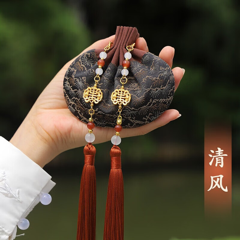 七夕香囊国风男士香包织锦缎荷包空袋古风汉服流苏配饰挂件伴手礼