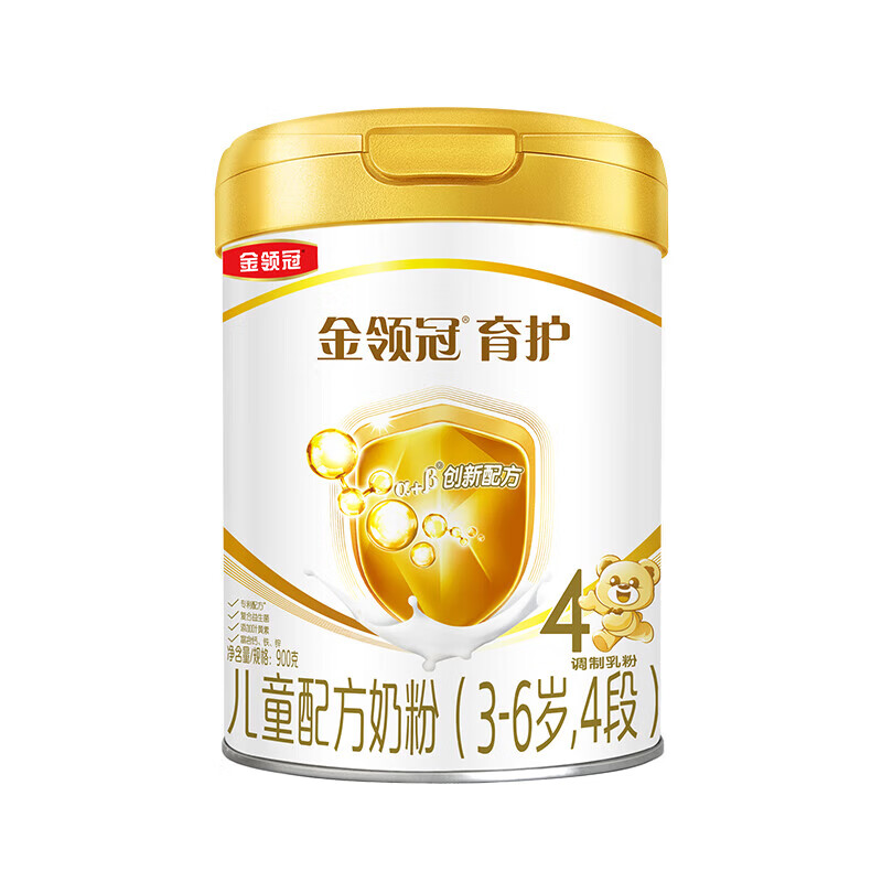 伊利金领冠育护4段900g罐装奶粉 儿童配方3-6岁 4段 900克 增强免疫力 金领冠育护4段900克