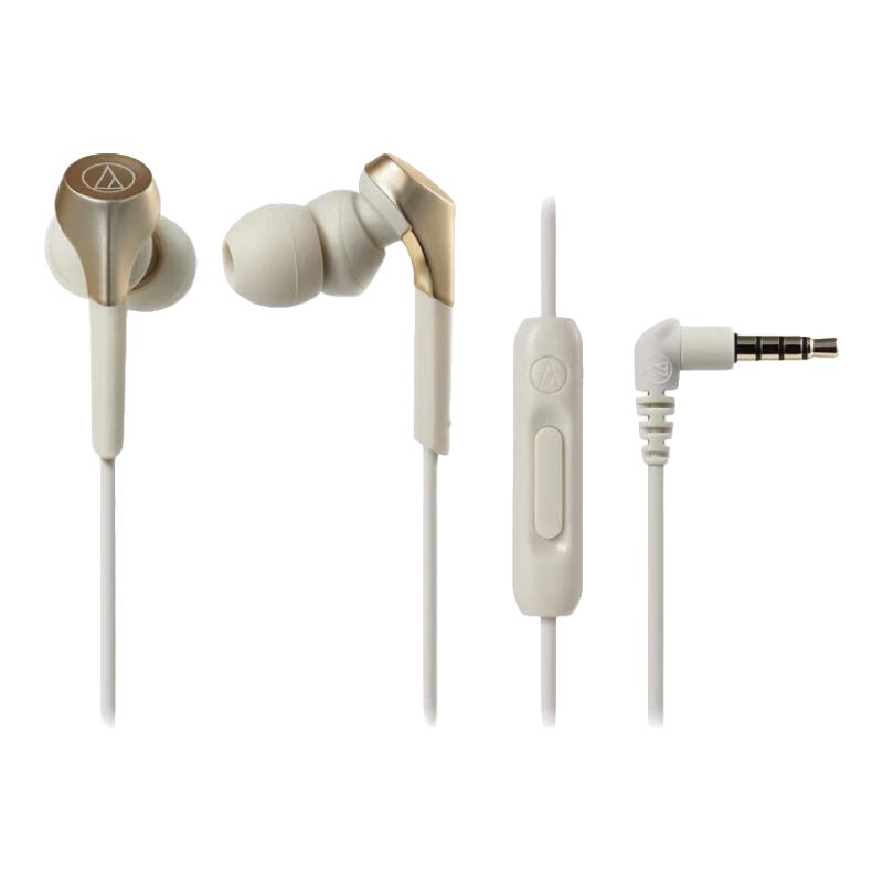 鐵三角（Audio-technica）【日本直郵】 ATH-CKS550X/ATH-CKS550XIS重低音耳機  入耳式戶(hù)外運動(dòng)手機耳機 有線(xiàn)入耳式耳塞 ATH-CKS550XiS【香檳金 帶麥克風(fēng)