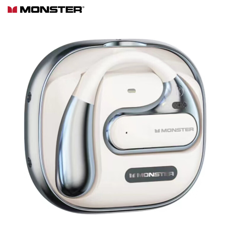 魔声(Monster)Open Ear AC320骨传导概念挂耳式蓝牙耳机开放式真无线不入耳舒适运动跑步耳机 蓝牙5.4 白银色,99元 ...