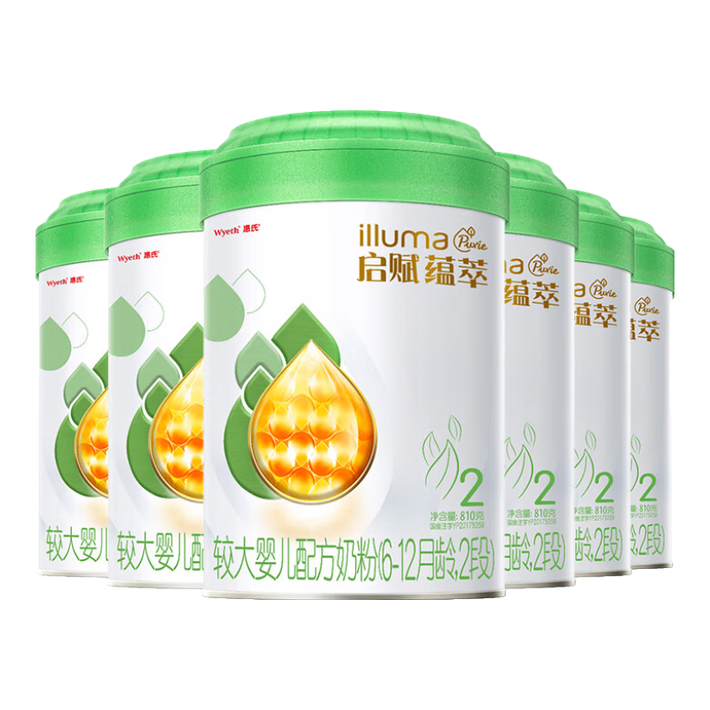 惠氏啟賦（Wyeth）進(jìn)口較大嬰兒配方奶粉有機(jī)2段(6-12月)810g*6新國標(biāo)