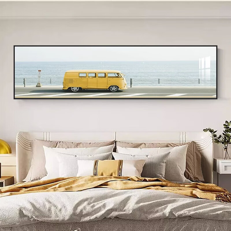 现代简约主卧温馨床头挂画海景横幅壁画抽象客厅画酒店民宿风景画 珠联璧合 200x70cm(适合2米以上)镶钻画