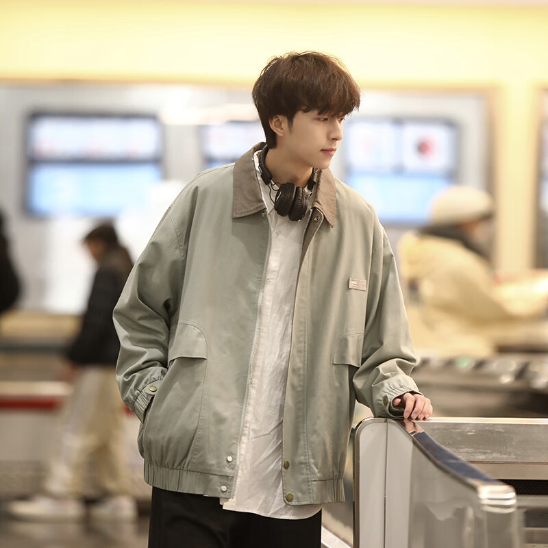 耀超江苏特别特服装 夹克外套男oversize潮牌黑色工装棒球服春秋 草绿