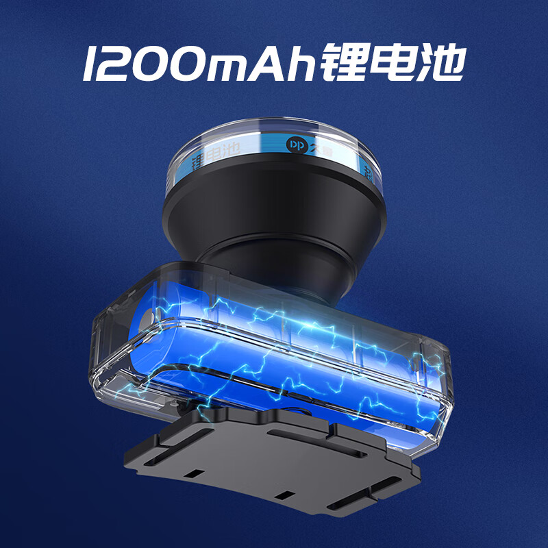 久量(DP) 充电长续航LED超亮头戴式电筒远射防水应急手电筒钓鱼灯工作矿灯 7229【1200毫安+两档调光+高亮照明】