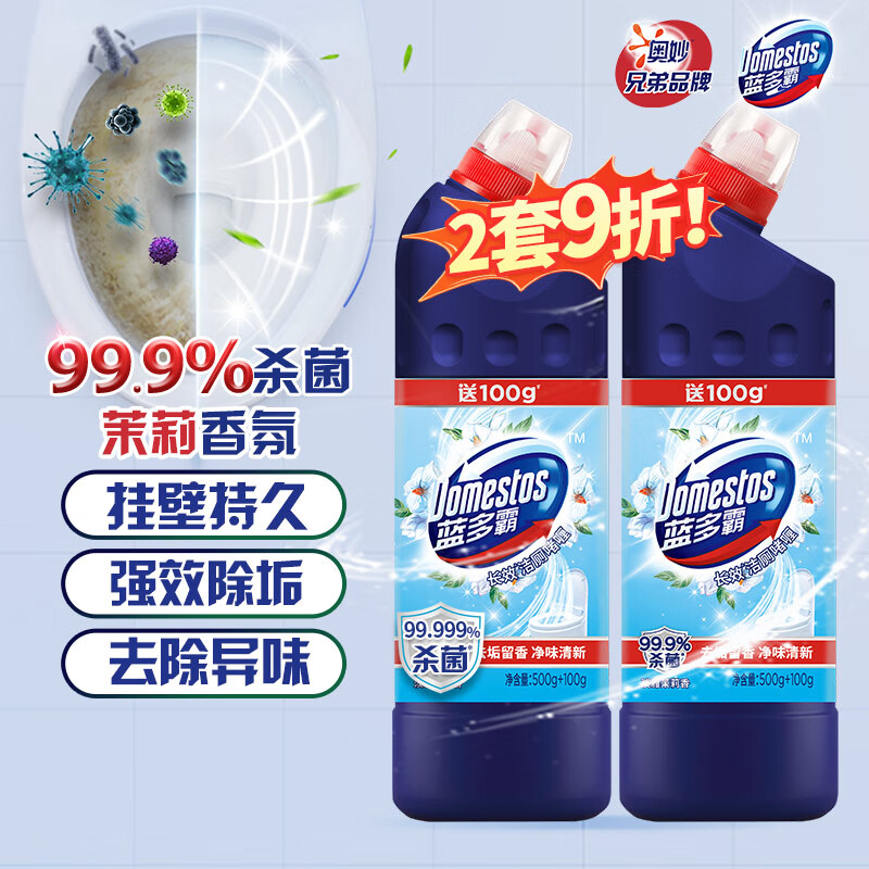 蓝多霸长效洁厕啫喱 洁厕灵 马桶清洁剂 淡雅茉莉香 600g×2