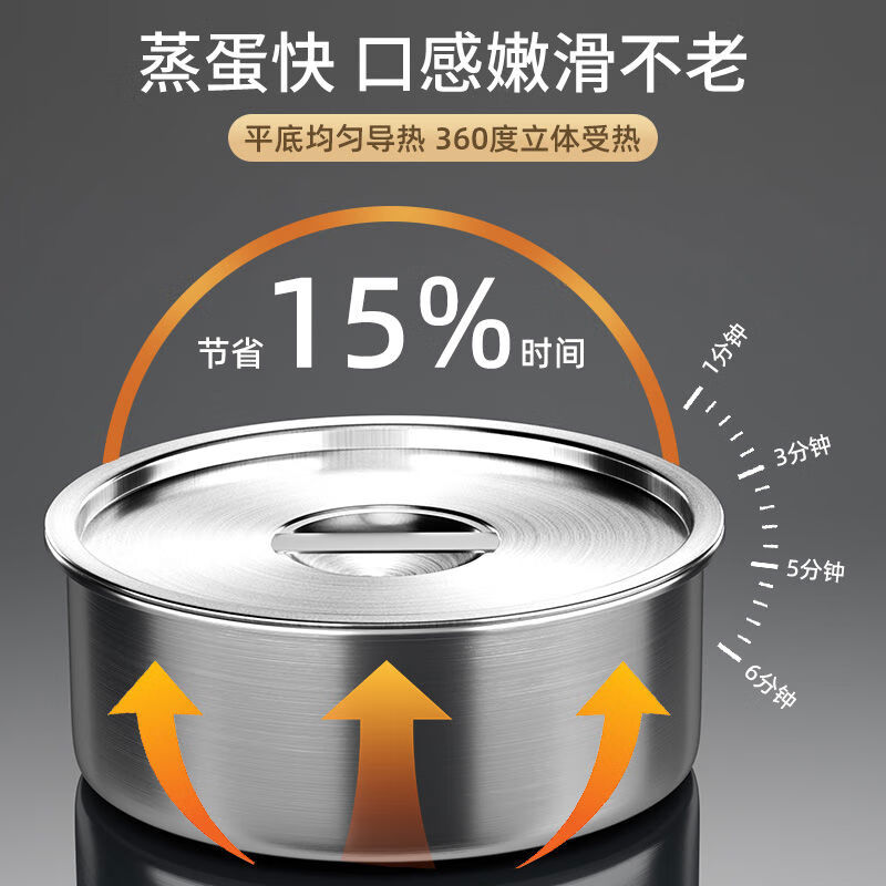 溥畔鸡蛋羹专用蒸蛋碗不锈钢蒸菜带盖炖盅耐高温婴儿蒸碗 中号+大号2个装带盖