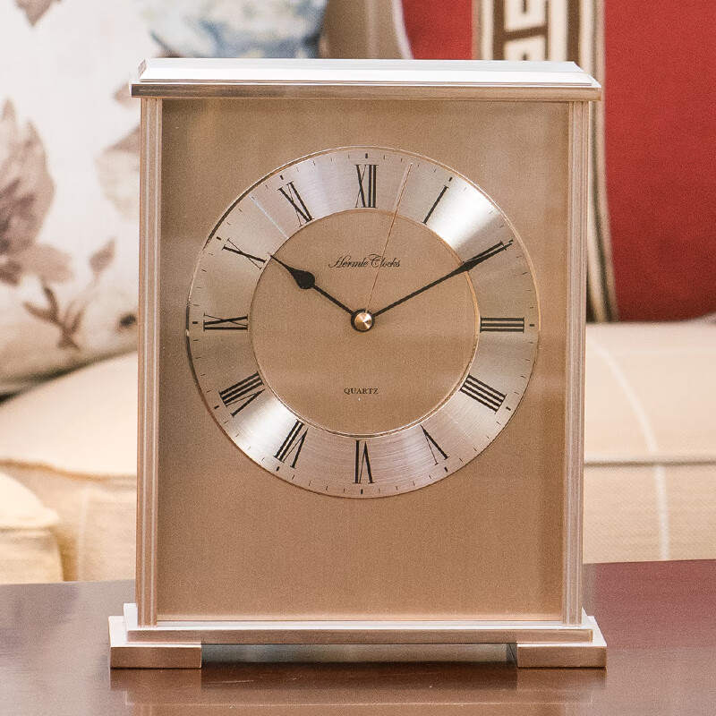 Hermle Clocks欧式轻奢金属座钟客厅桌面装饰台式时钟礼物赫姆勒钟表HD-QT203 铝制金色（QT207A）