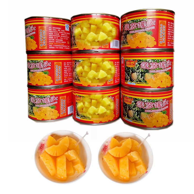 湛江徐闻曲界特产新鲜水果凤梨糖水菠萝罐头整箱简装343gx9瓶 菠萝味