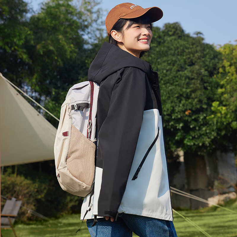 猫人户外冲锋外套男女单层春秋季2024新款潮牌透气防水夹克外套 黑色 L 【130-140斤】