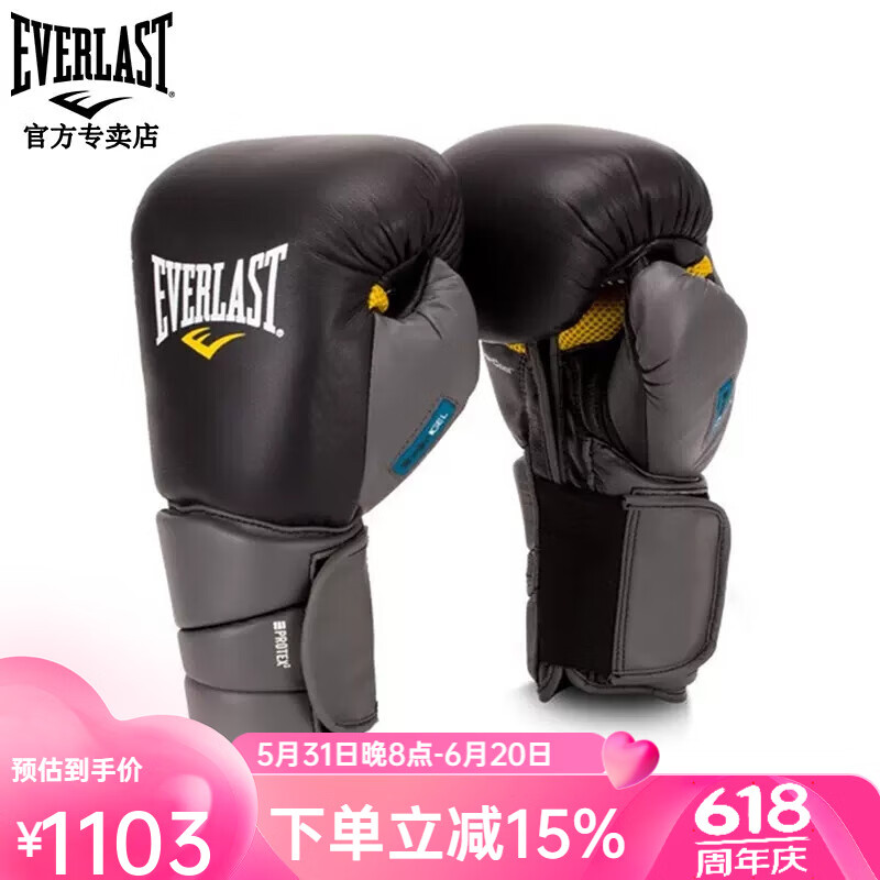 EVERLAST PROTEX3凝胶缓冲拳击泰拳格斗散打沙袋重拳拳套手套 14OZ