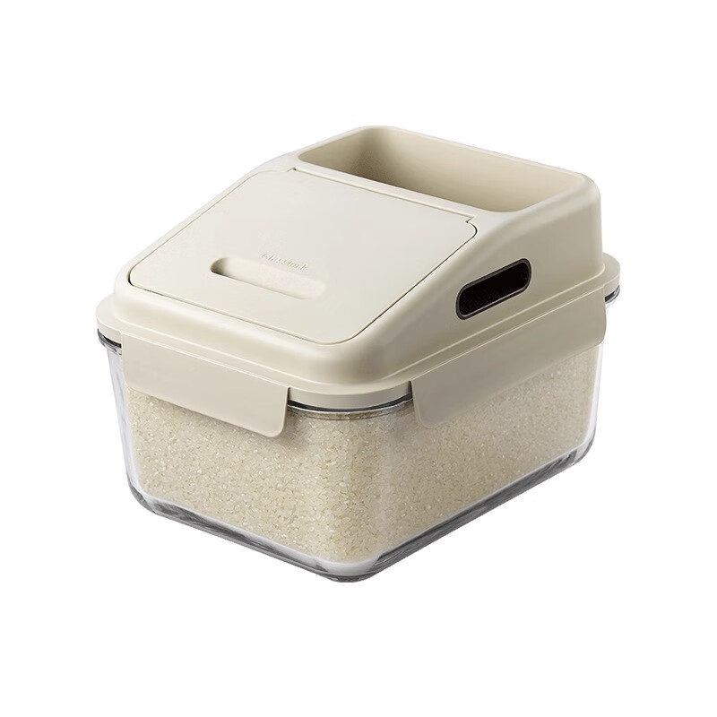 GLASSLOCK钢化玻璃装米桶大容量家用米缸防潮防蛀保鲜盒冰箱收纳 6L附舀米量杯