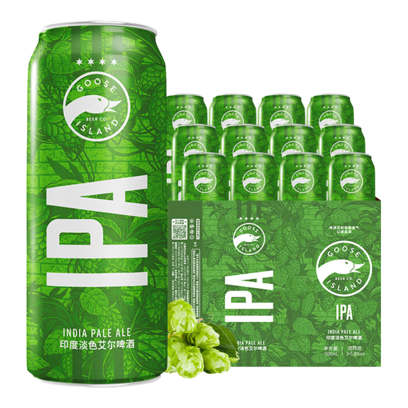鵝島（Goose Island）IPA 經(jīng)典印度淡色艾爾 精釀啤酒 百威集團(tuán) 500mL  18罐 整箱裝