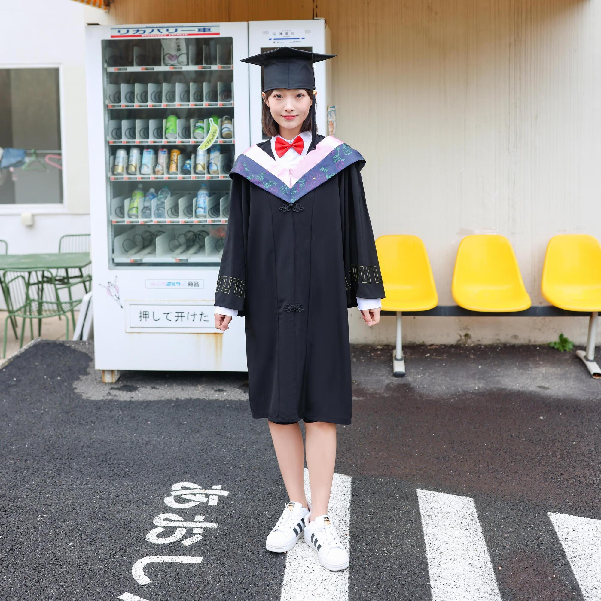 学院风毕业学位服文理科定制logo学士服 粉色文科平价款衣服帽子垂布
