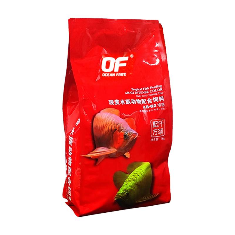 仟湖OFG2龙鱼饲料金龙鱼红龙鱼银龙鱼专用鱼食增艳水族专用鱼粮鱼食 G2大粒1kg袋装【赠送1包20g】