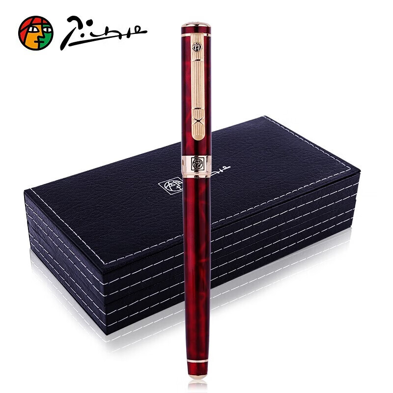 毕加索(Pimio)钢笔918财务美工商务办公高档暗尖美工笔917书法练字签名弯尖美工笔节日送礼钢笔 902玛瑙红弯尖美工(1.0mm)礼盒装