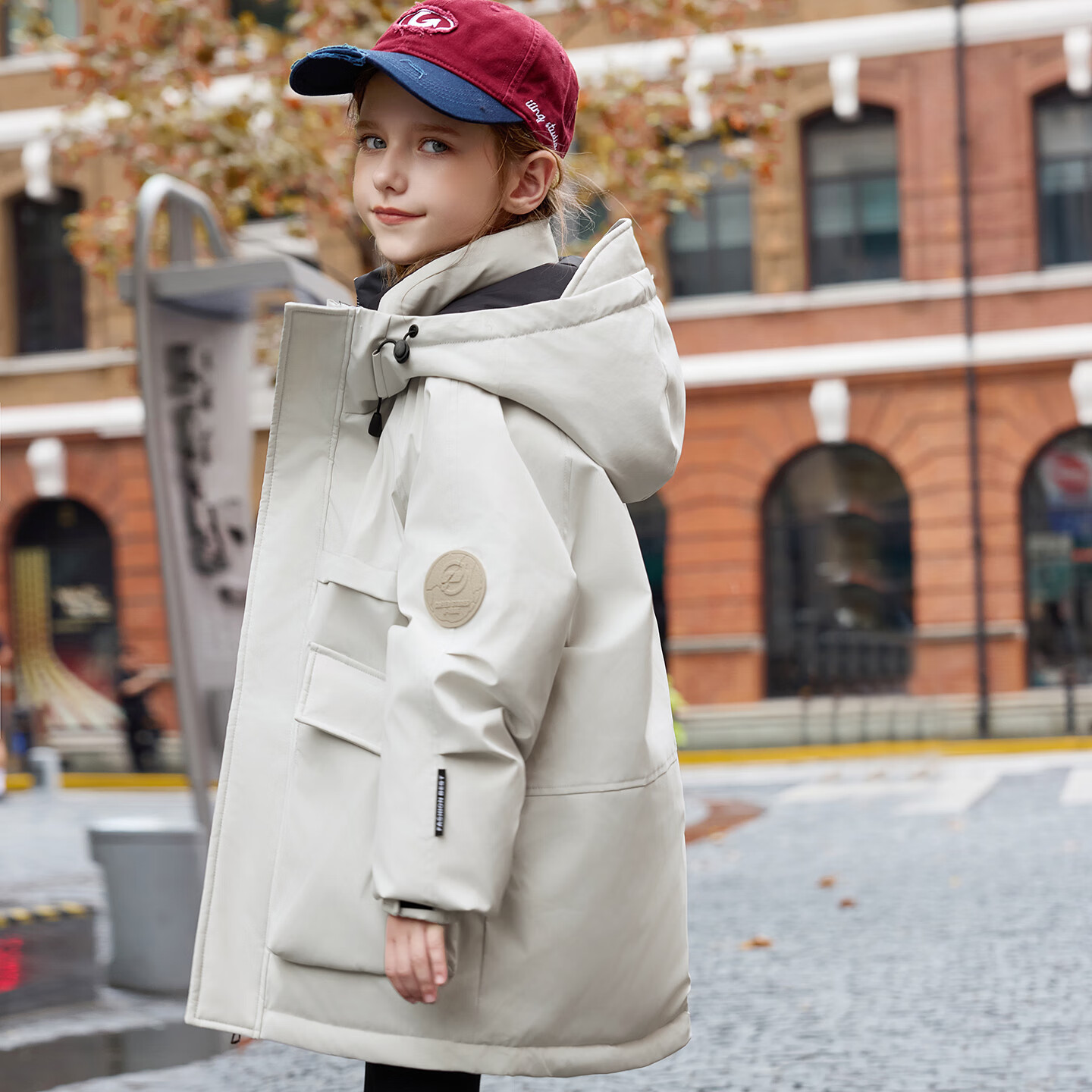 ABC KAIA儿童羽绒服加厚女童2025冬新款洋气中大童男童冲锋衣滑雪服外套潮 川月白色 130