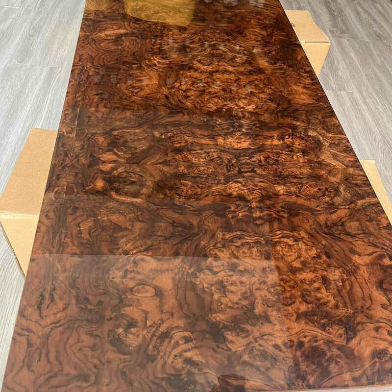 何健弓高光天然胡桃木树瘤木皮贴面板科定kd板木饰面涂装板饰面板阻燃