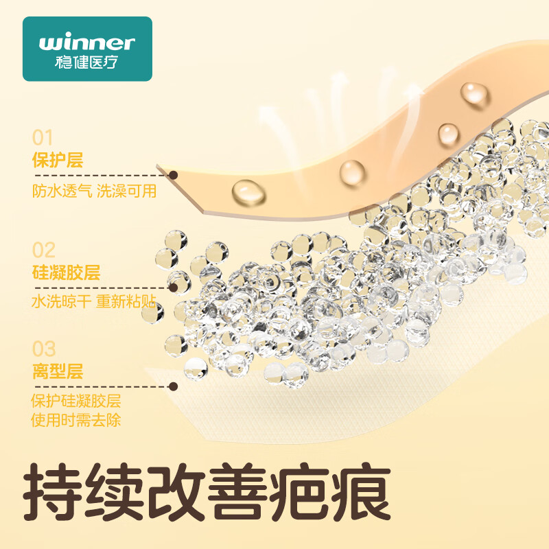 稳健医用疤痕贴医用硅凝胶疤痕贴剖腹产护理贴瘢痕增生疤痕可反复使用 【剖腹产/术后修复】硅凝胶疤痕贴3x15cm 1片 医用级械字号