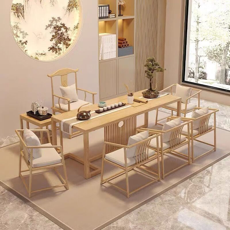 帝虹原木大板实木茶桌椅组合新中式现代简约办公茶室实木大板茶桌茶台