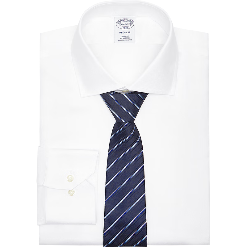 布克兄弟（BrooksBrothers）[易打理]男士25春夏新人字紋理正裝襯衫 1001-白色 42 16/2