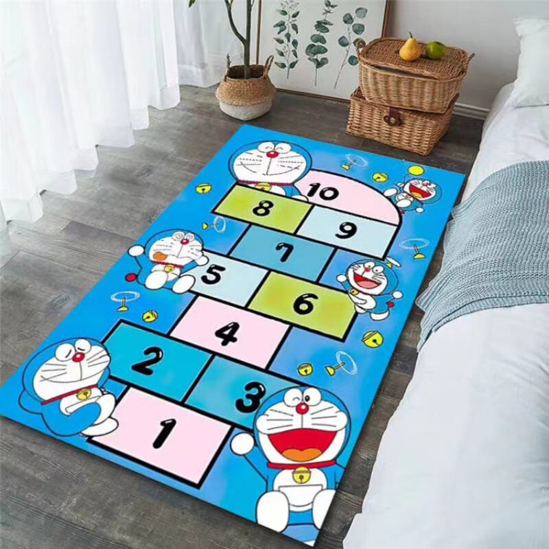 小孩子地上鋪的墊子 兒童數(shù)字跳墊早教幼兒園地毯隔音藍(lán)胖子地墊 哆啦跳房子 80*120cm較小體驗款