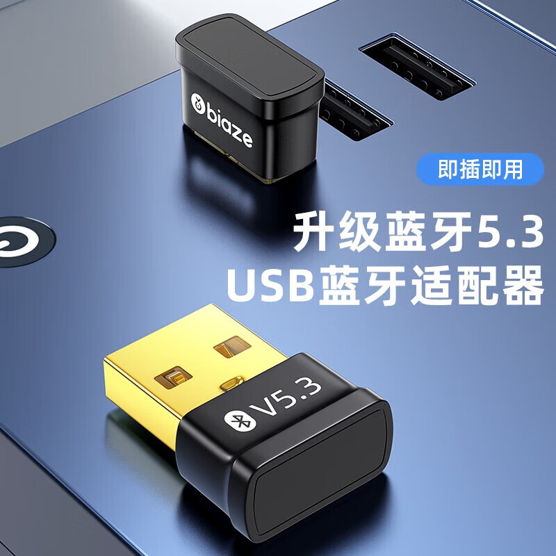 毕亚兹 USB蓝牙适配器5.3蓝牙接收器发射器外置音频音响无线蓝牙耳机（10个装）