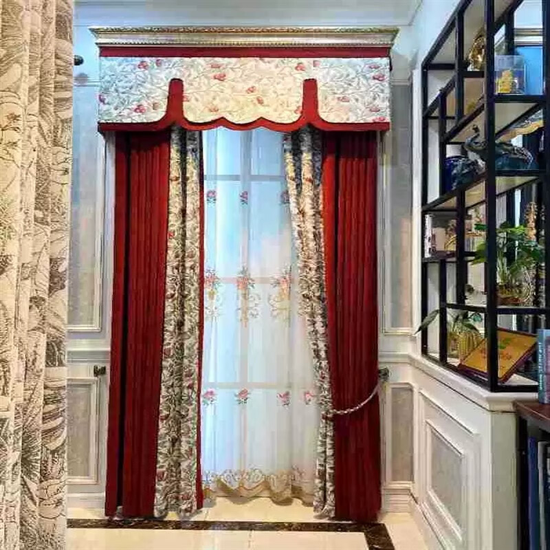 澳颜莱地中海窗帘客厅欧式 红色雪尼尔美式复古客厅卧室高遮光窗帘杨梅 红色 成品布/米