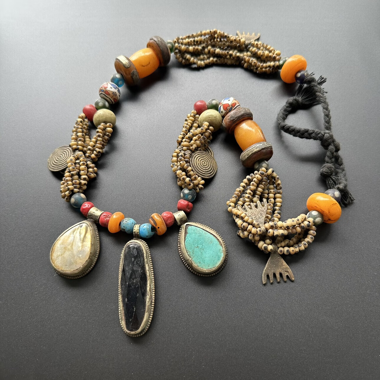 神至 藏传老物件 古玩老货西藏老蜜蜡多宝项链佛珠一物一拍sn3070