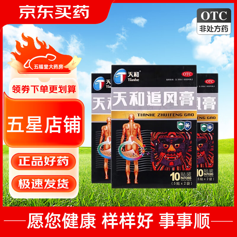 天和 天和追风膏10贴 关节疼痛肿痛麻木通经活络 2盒
