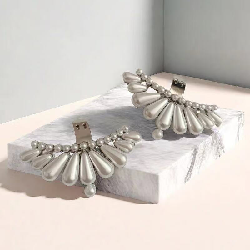 可拆卸珍珠鞋花鞋扣鞋面装饰品鞋头配件高跟鞋配饰金属装 M2010银色一个