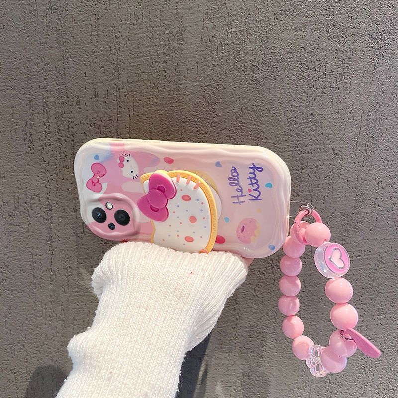 妙之選KT貓OPPOA96手機(jī)殼PFUM10軟膠新款防摔保護(hù)套磨砂個(gè)性網(wǎng)紅薄女 奶油紋白色-冰淇淋KT貓 支架 手鏈 OPPO A96【送全屏膜】