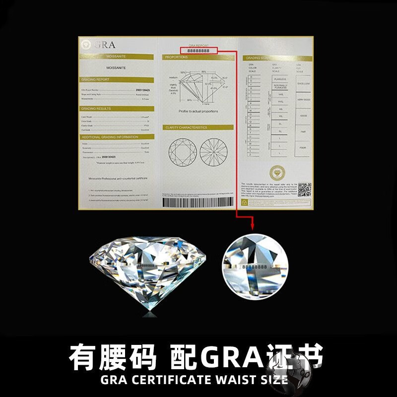 珠佩丽河南人工钻石裸钻DVVS莫桑石裸石10分-100克拉圆形八心八箭