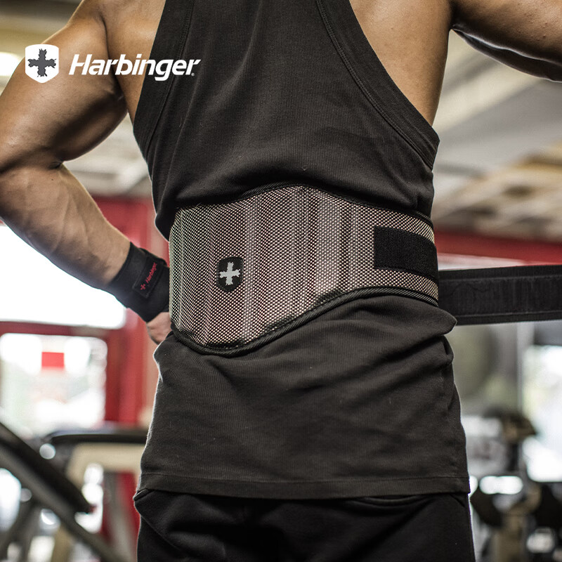 Harbinger哈彬者进口专业健身护腰带运动防护深蹲硬拉举重训练支撑护具 7.5英寸加宽/强护/黑灰色 XL（腰围97-112cm）/ 背宽约19cm