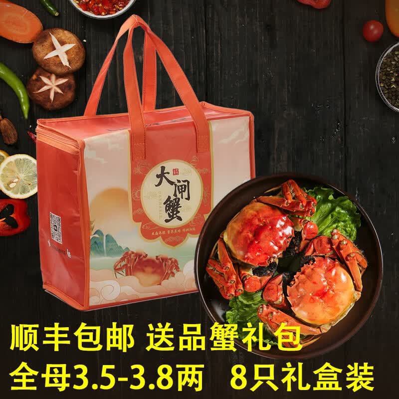 【活蟹】阳澄姑娘大闸蟹 现货鲜活大螃蟹公母蟹 海鲜水产生鲜礼盒 现货全母蟹3.5-3.8两 8只礼盒装
