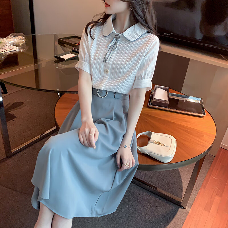 面试套装小个子教师教资穿搭女装连衣裙式场合大学生气质 上衣 裙子 s