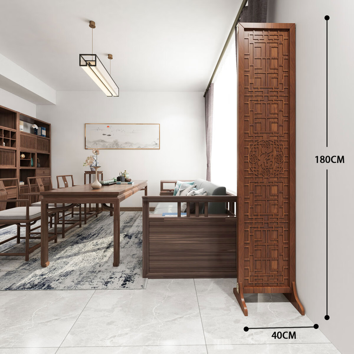 现代屏风隔断简易折叠客厅遮挡玄关架移动折屏 高180宽40(一扇)配底座