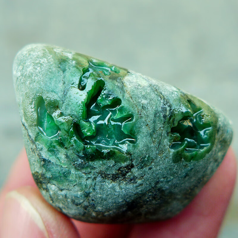 玉朵缅甸天然a货翡翠毛料玉石小原石38.50g l