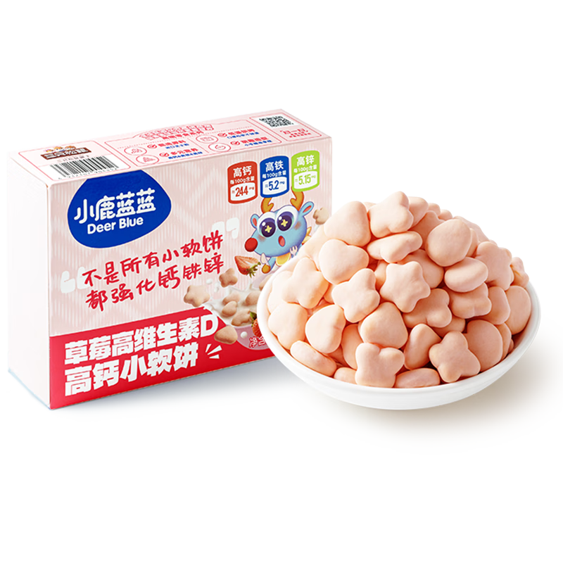 小鹿藍(lán)藍(lán)高鈣小軟餅草莓味寶寶零食高維生素D兒童餅干糕點(diǎn)點(diǎn)心60g