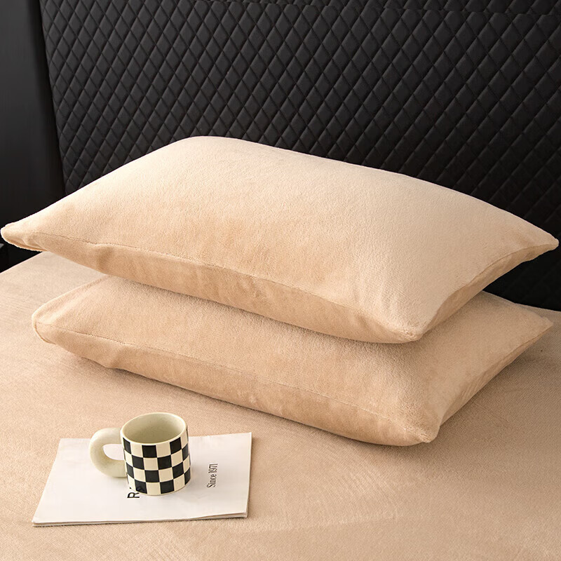 软贝简约轻奢牛奶绒床上四件套保暖毛绒床单被套学生宿舍秋冬款三件套 卡其 2.0m 床单款 (被套200*230cm) 四件