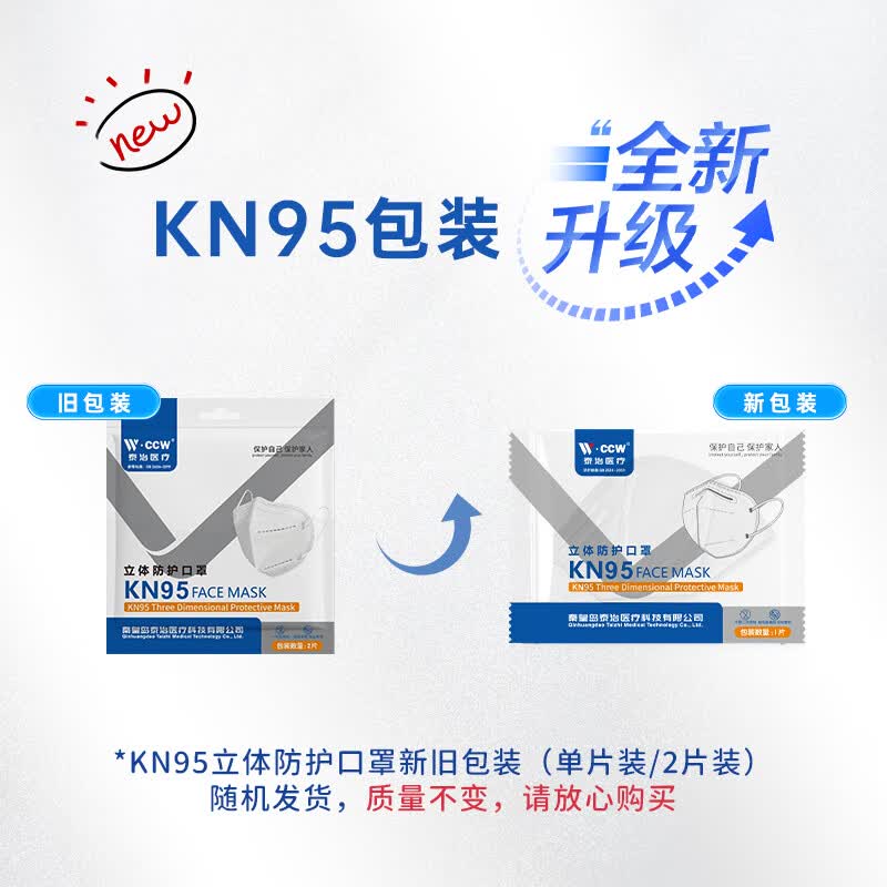 泰治医疗KN95防护口罩双层熔喷布独立包装成人口罩透气不勒耳夏季口罩 【GB标准】KN95(1盒)20只 白色