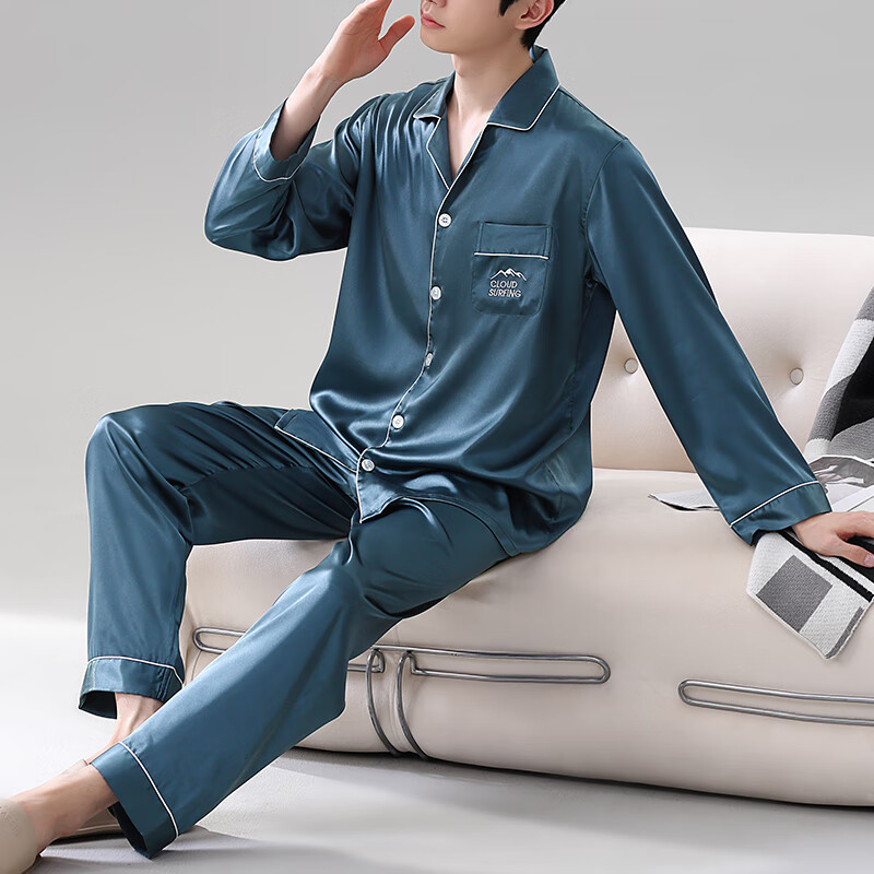 古今（GUJIN）睡衣男士家居服春秋季2026年新款长袖裤高端轻奢可外穿男生青少年 石松绿 3XL （推荐体重：175-200斤）