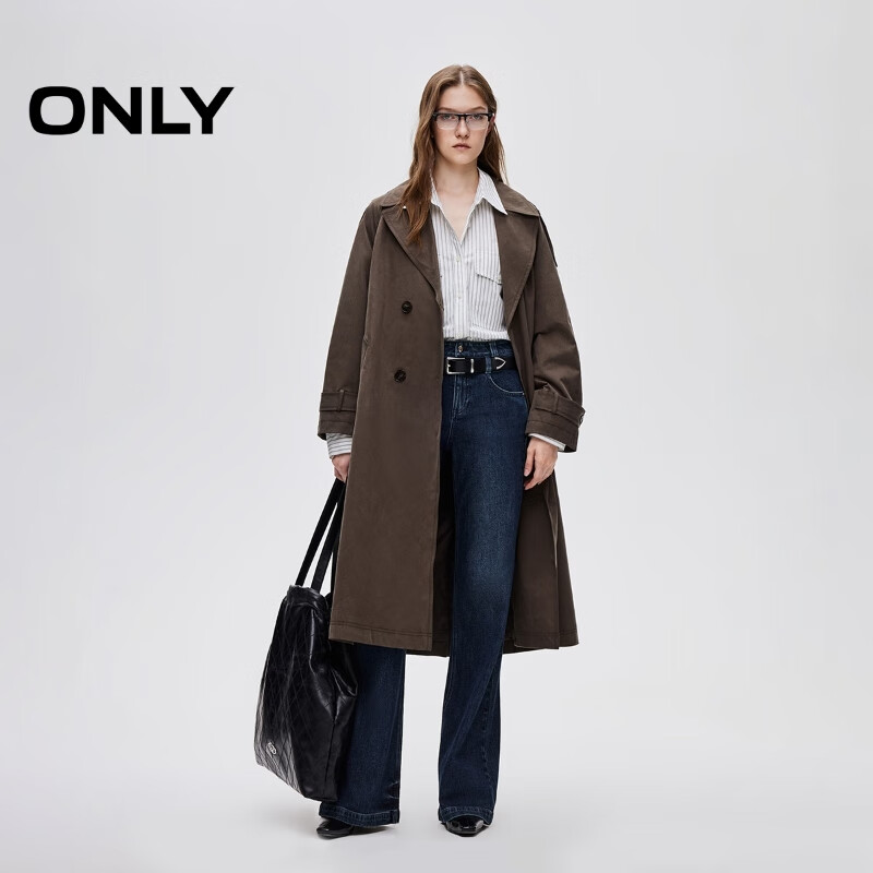 ONLY2026春季新款丹宁风高腰双腰头解构喇叭牛仔裤女|126132023 J0B 蓝灰牛仔 S S标准裤长