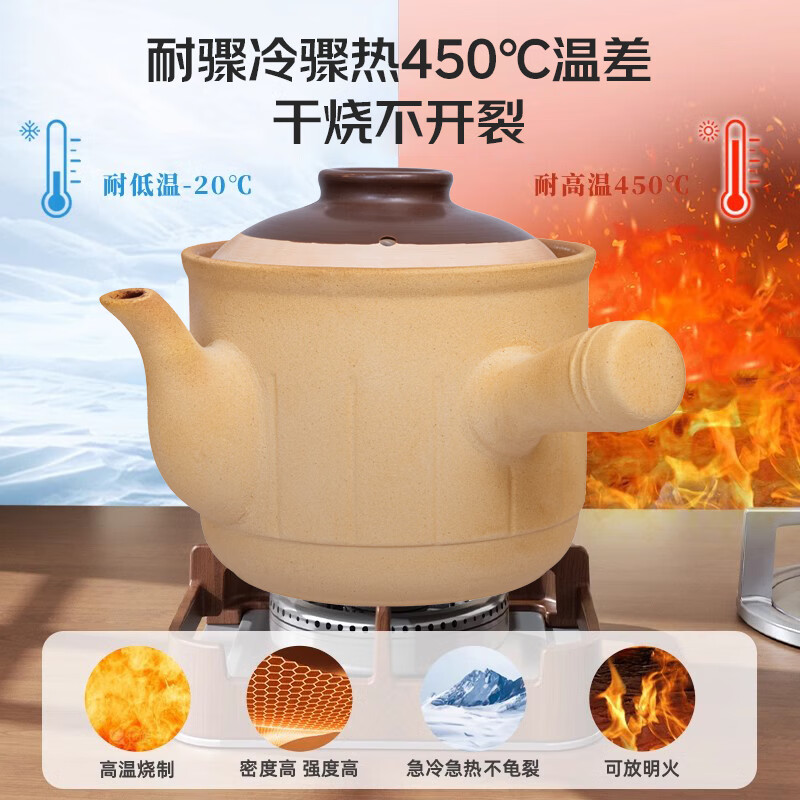 厨诺熬药砂锅中药锅煎药壶药煲老式药膳煲无釉药罐 升级保留药效/药量350克内 3.2L